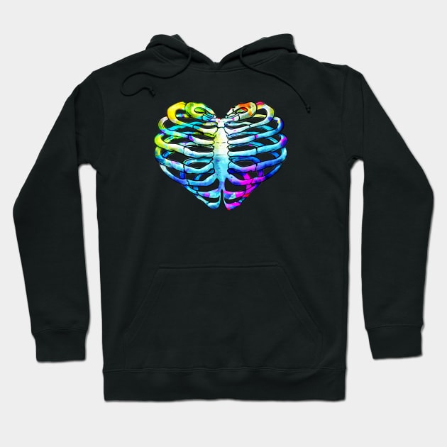 Rib Cage Floral 3 Hoodie by Collagedream